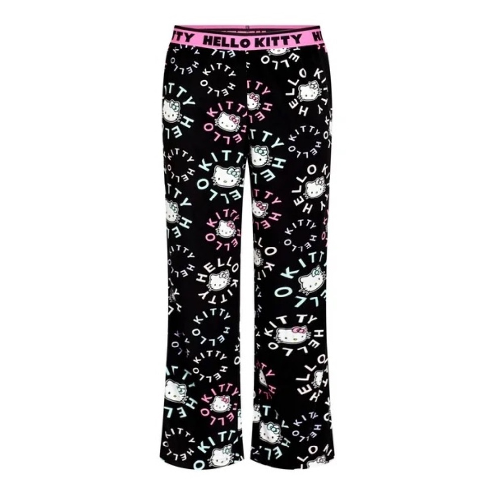 Hello Kitty Women's Velour Sleep Pants Black Large NEW